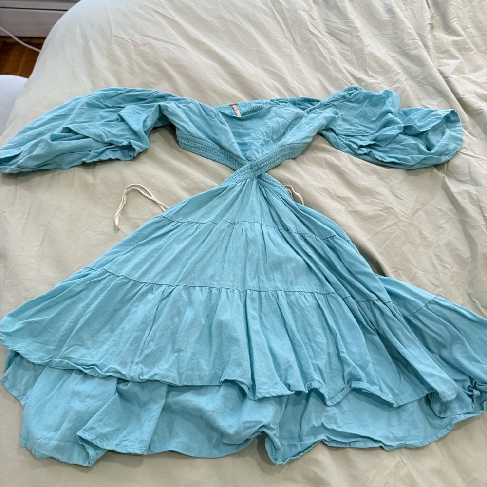 Free people cross of sunlight mini Blue Dress